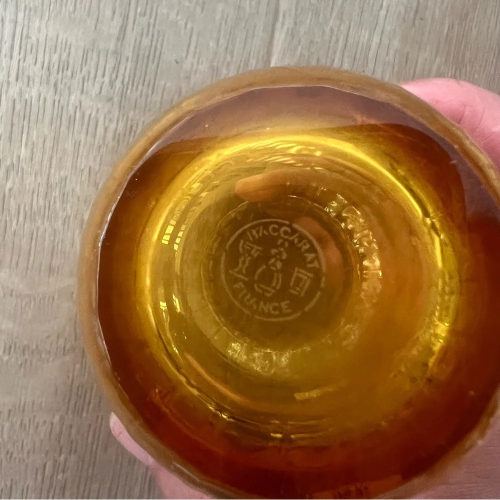 Baccarat Amber/Gold Handblown Glass Vases (Pair)